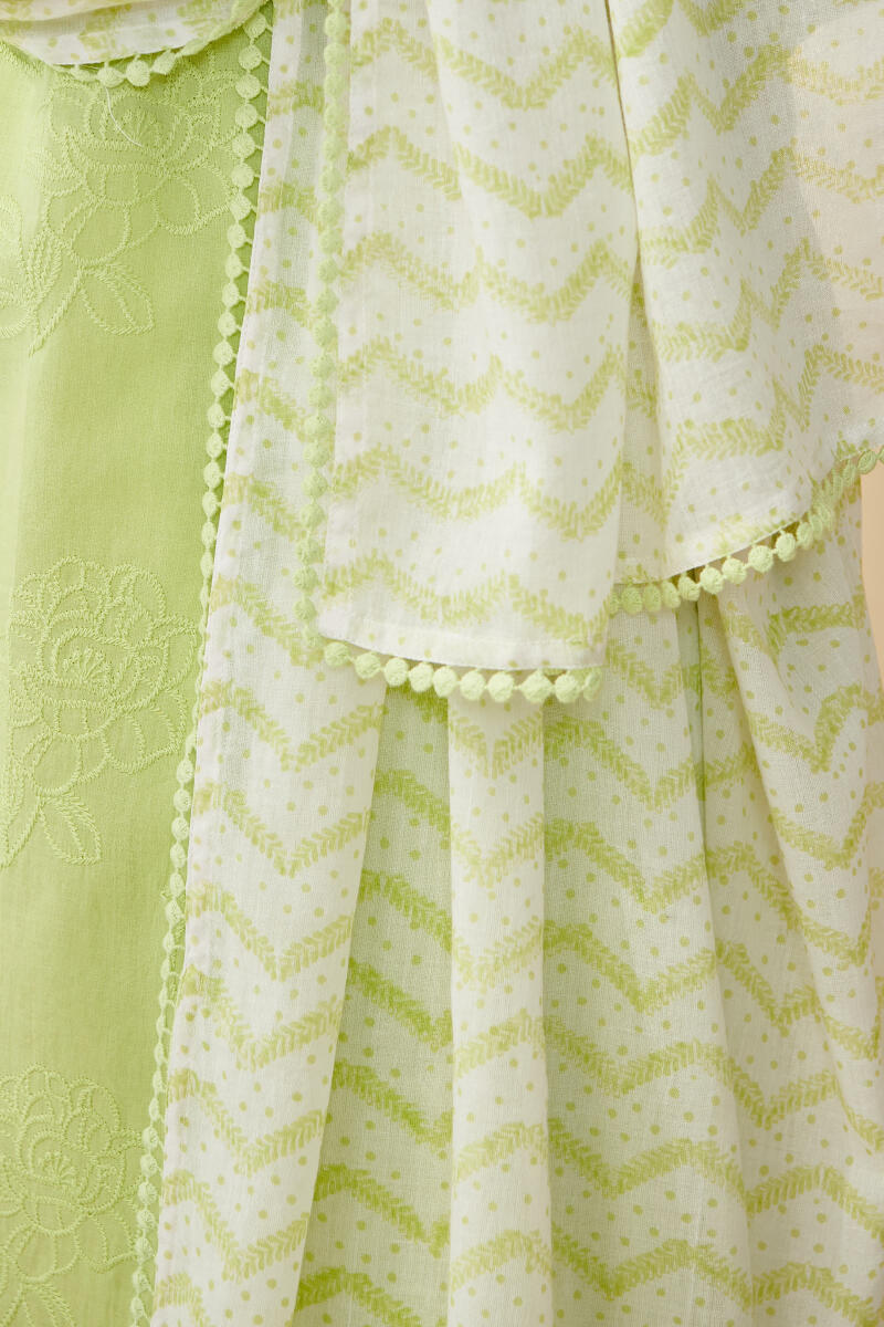 Falak Suhana Lime Green Sanganeri Dupatta