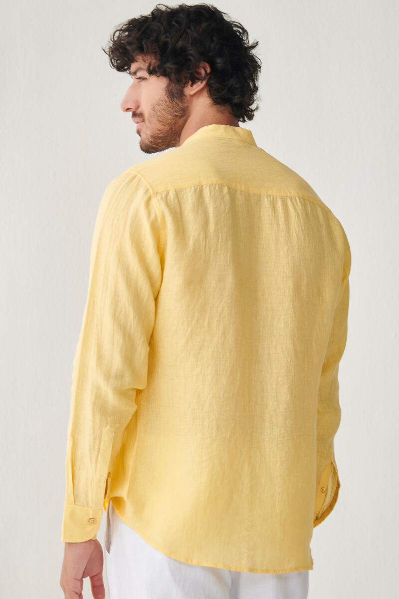 Zaid Yellow Linen Shirt