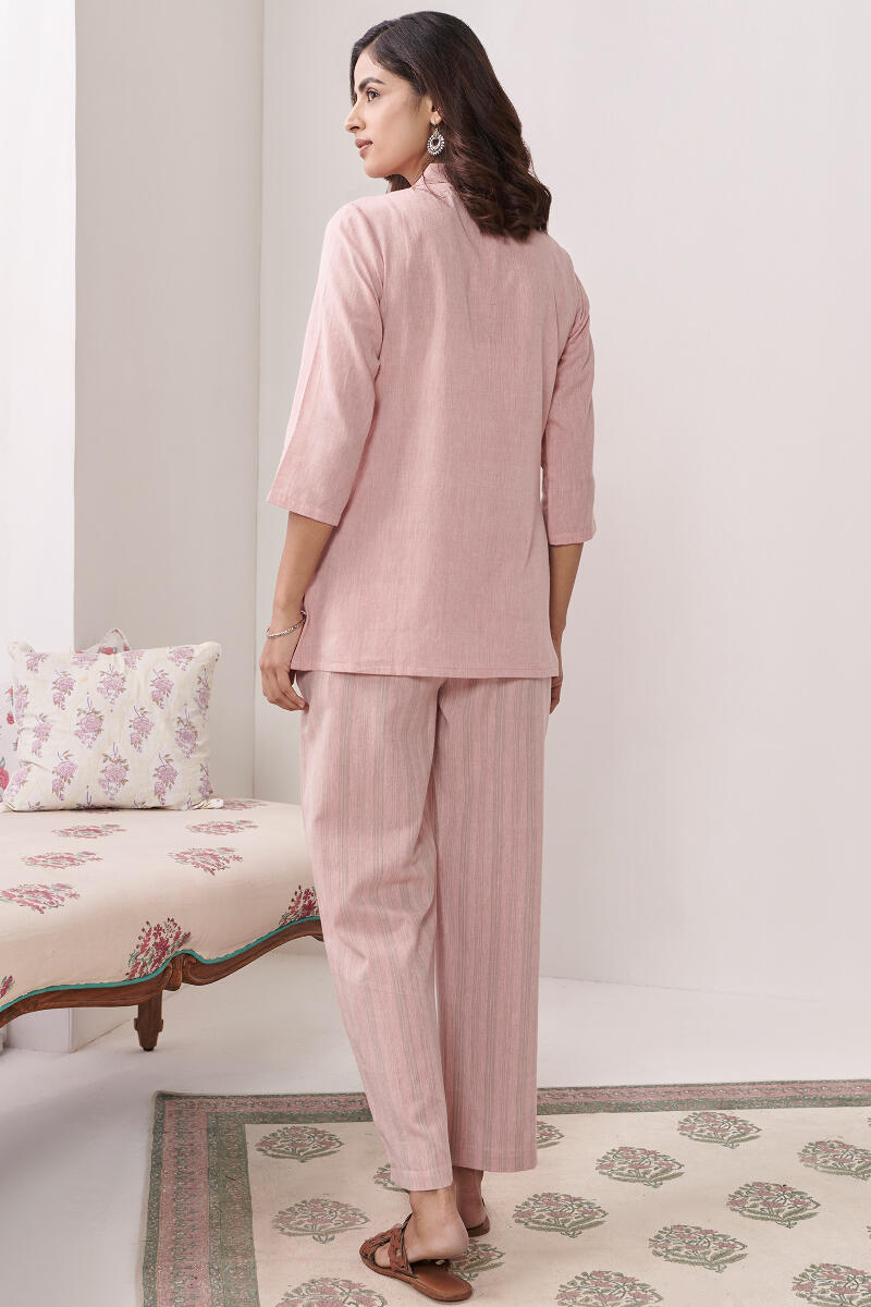 Roza Jannat Pink Handloom Loungewear Set