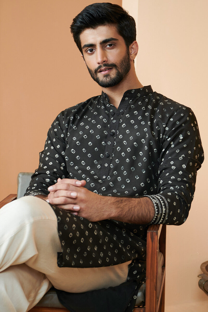 Shirin Zuhaid Black Bandhej Kurta