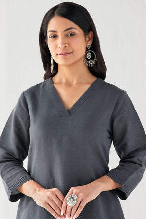 Naadirah Zoya Sage Blue Cotton Linen Kurta