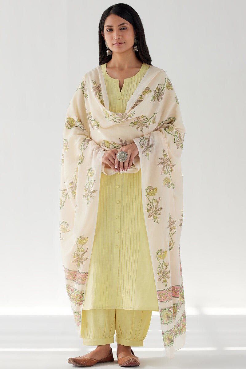 Naadirah Zoya Yellow Cotton Linen Kurta