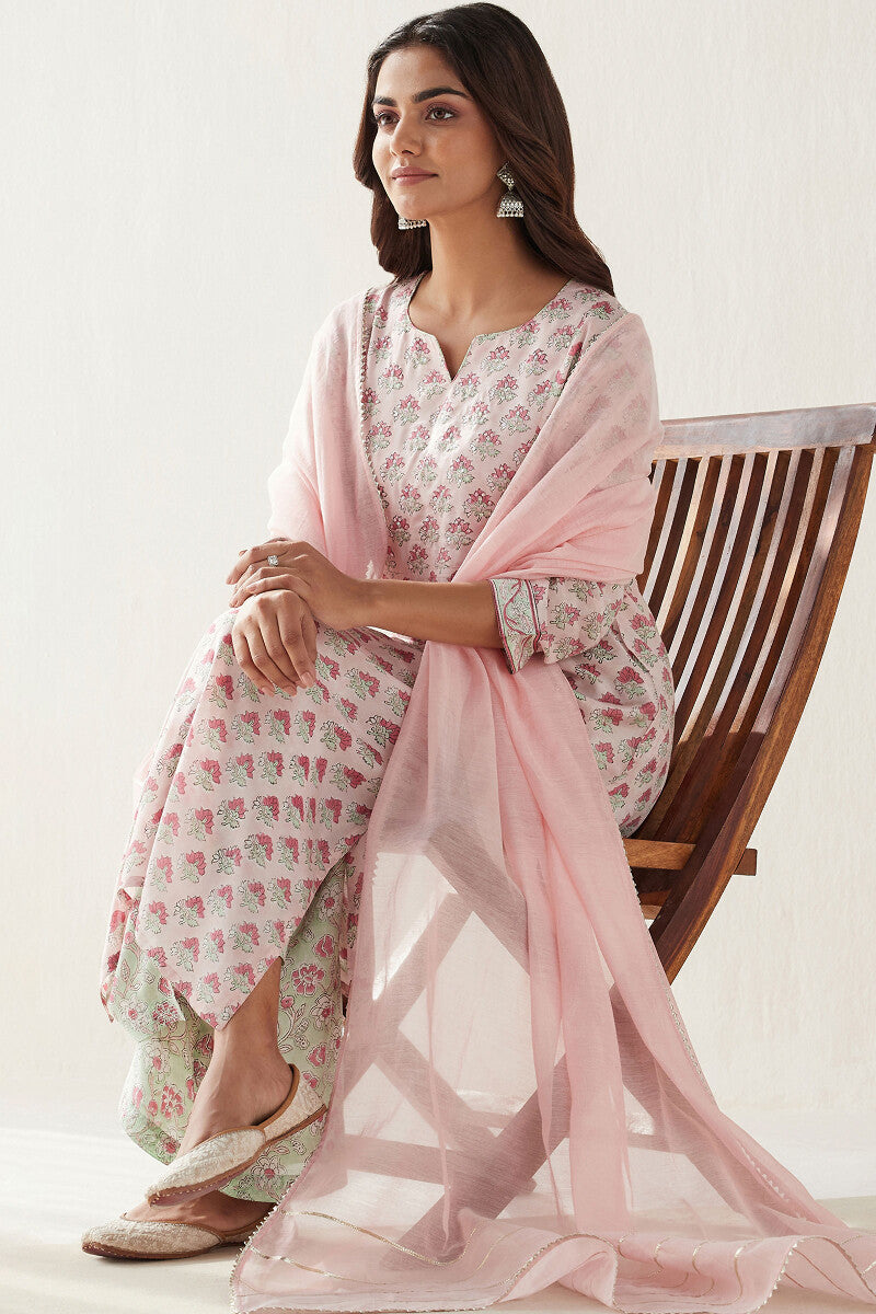 Gauhar Farhat Pink Cotton Silk Dupatta