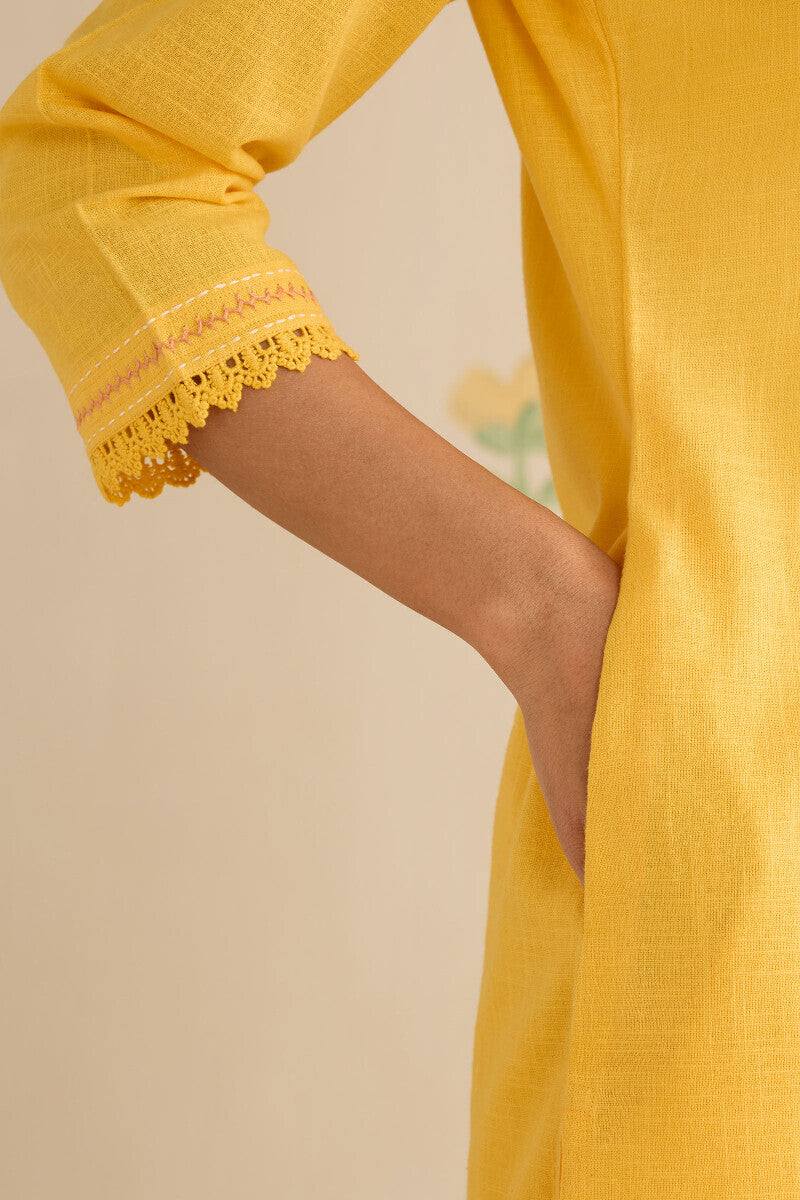 Kashida Kiara Yellow Kurta