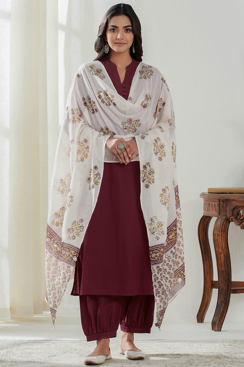 Roza Nysa Maroon Handloom Kurta