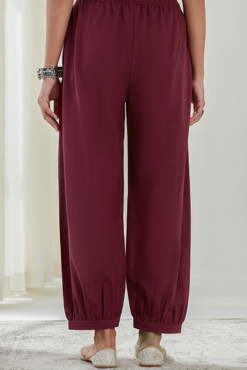 Roza Nysa Maroon Handloom Izhaar Pants