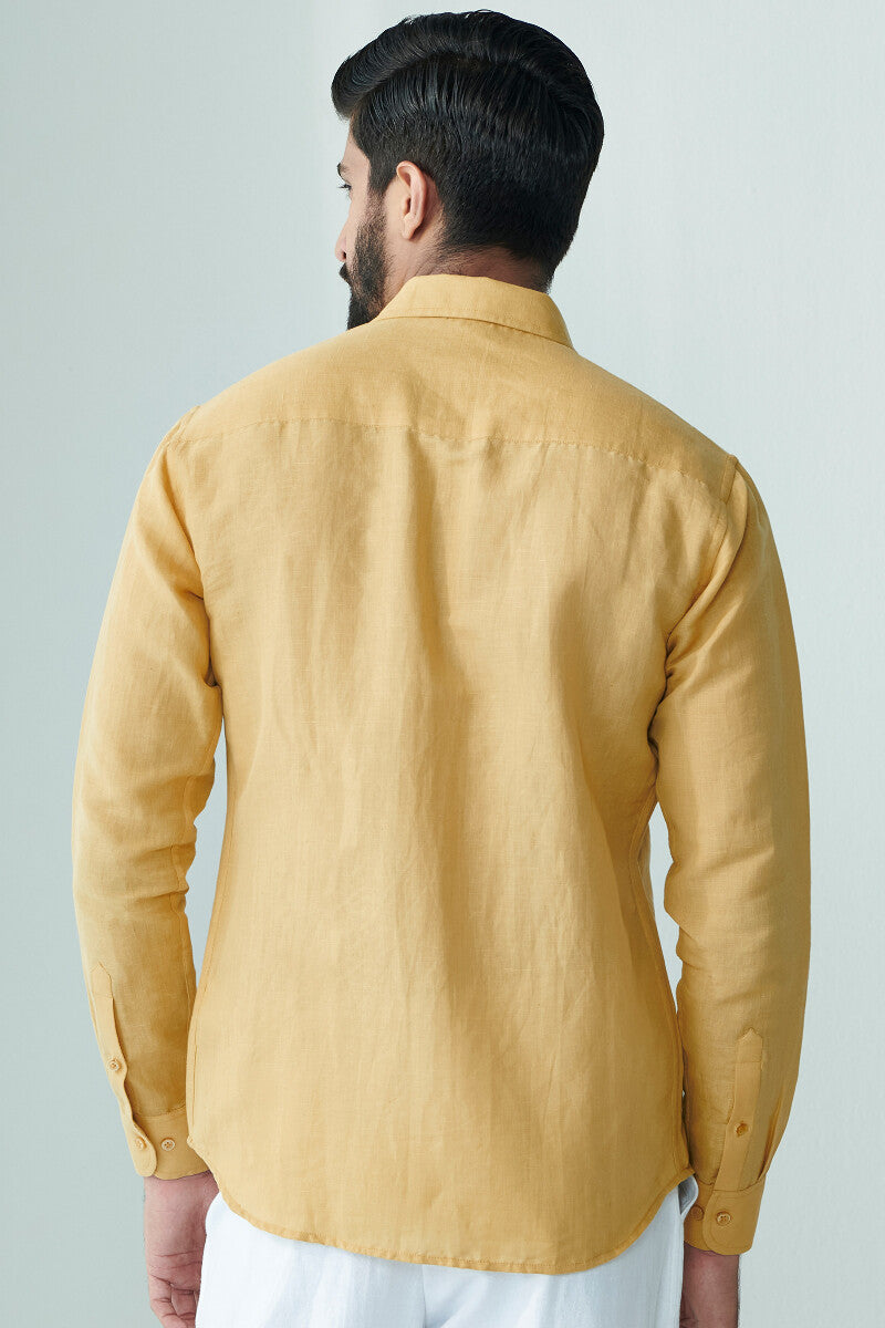 Zaid Yellow Cotton Linen Shirt