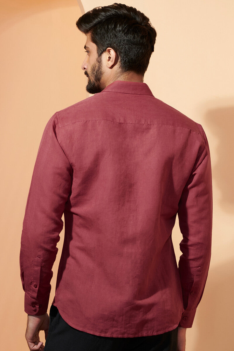 Zaid Red Cotton Linen Shirt