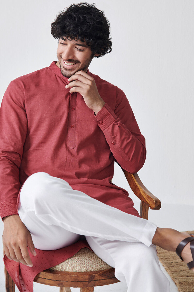 Zaid Vivaan Red Ram Buta Kurta