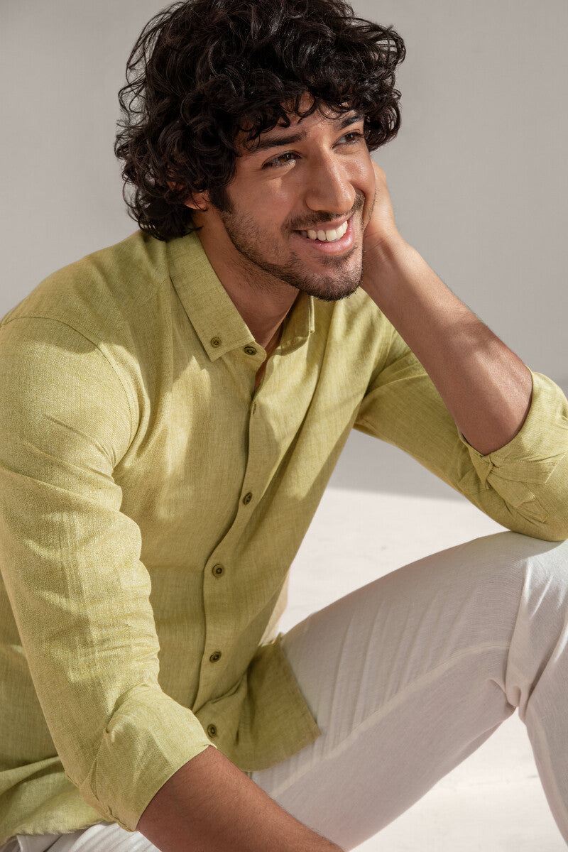 Zaid Sage Green Handloom Shirt
