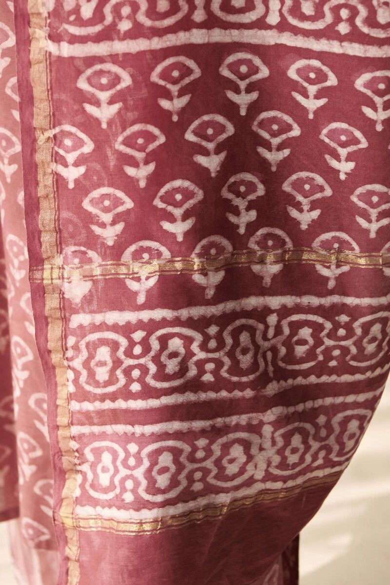 Sehra Zarah Pink Dabu Chanderi Dupatta