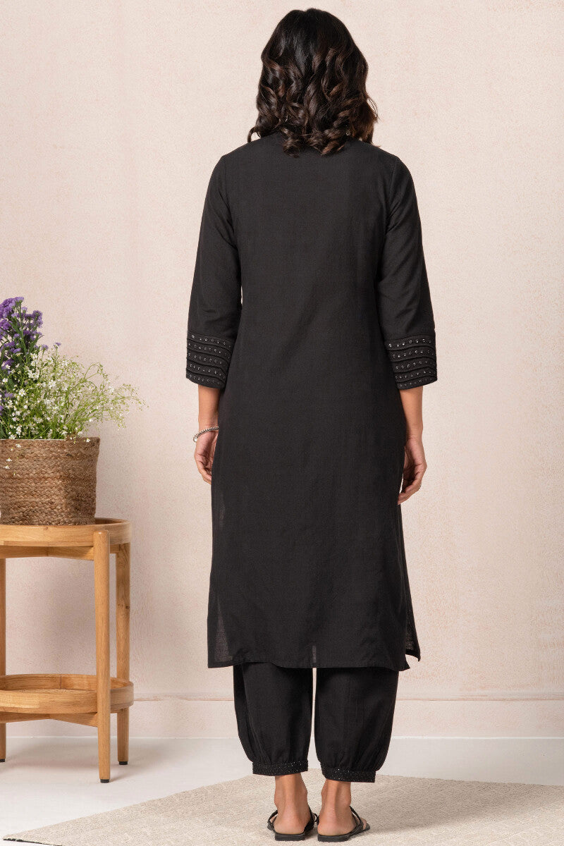 Nasrine Rehmat Black Handloom Kurta