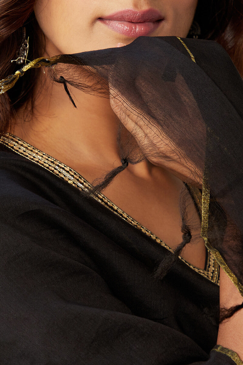 Gauhar Maira Black Chanderi Dupatta
