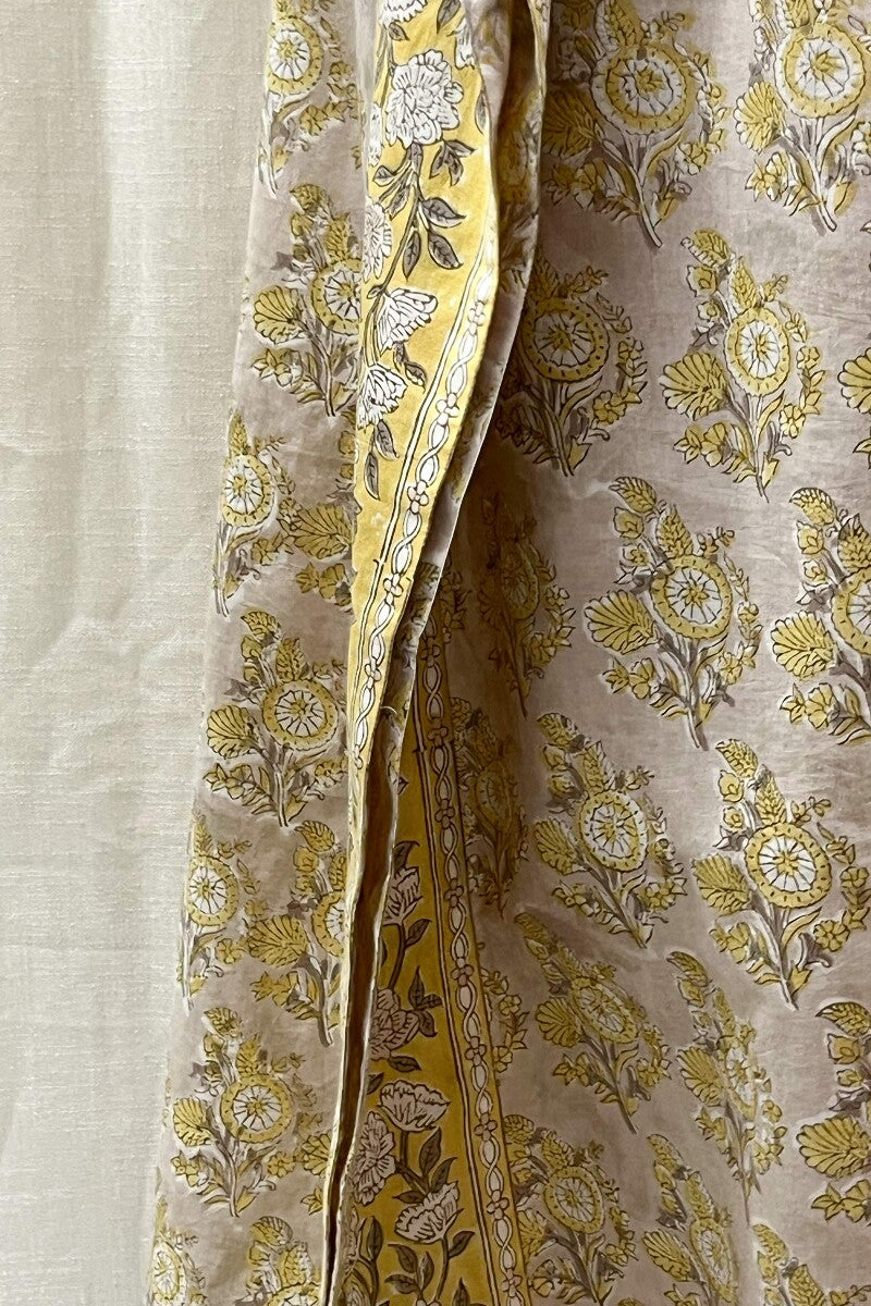 Grey Hand Block-Printed Kaftan