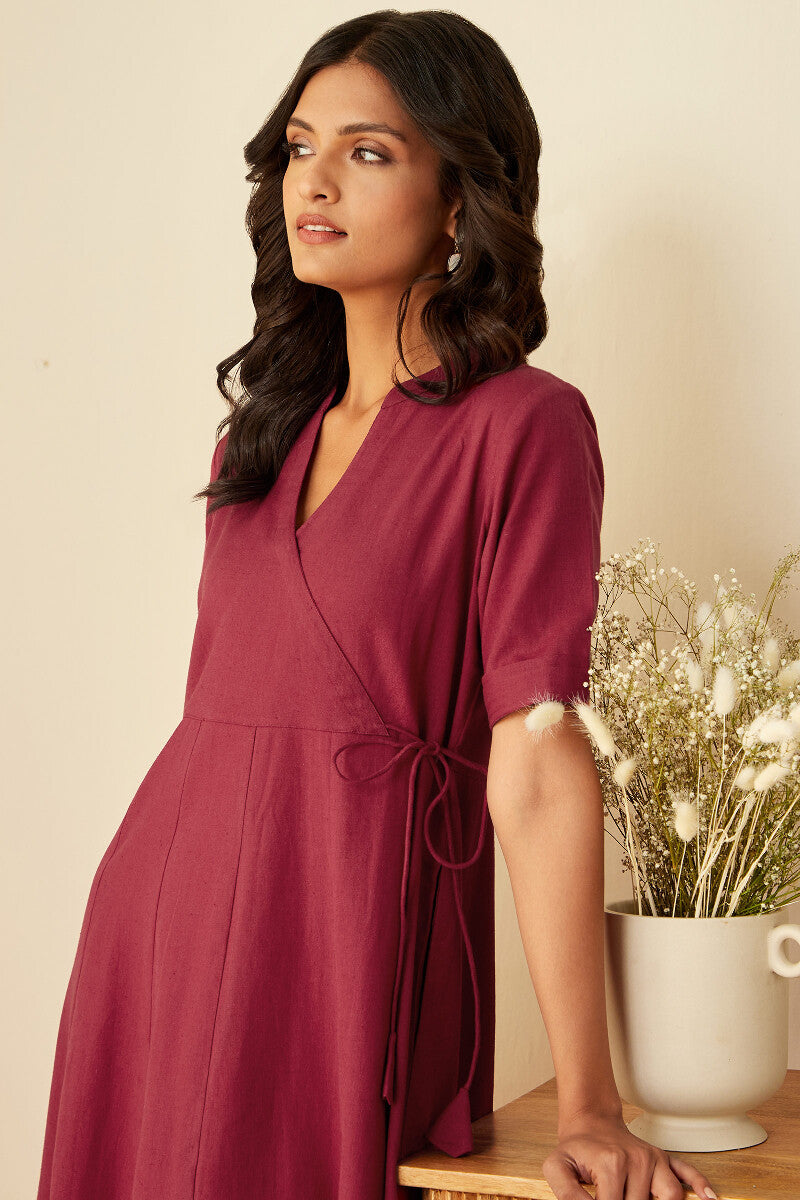 Roza Inara Maroon Dress