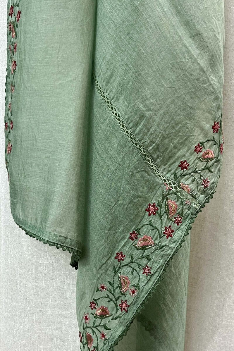 Green Cotton Silk Dupatta