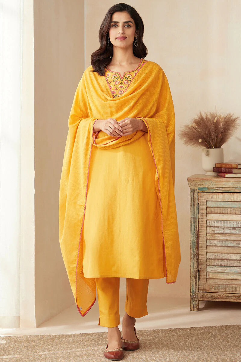 Roza Zoya Mustard Kurta