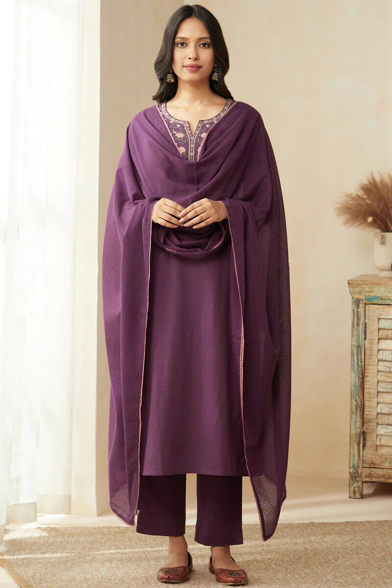 Surplus: Roza Zoya Dark Purple Kurta