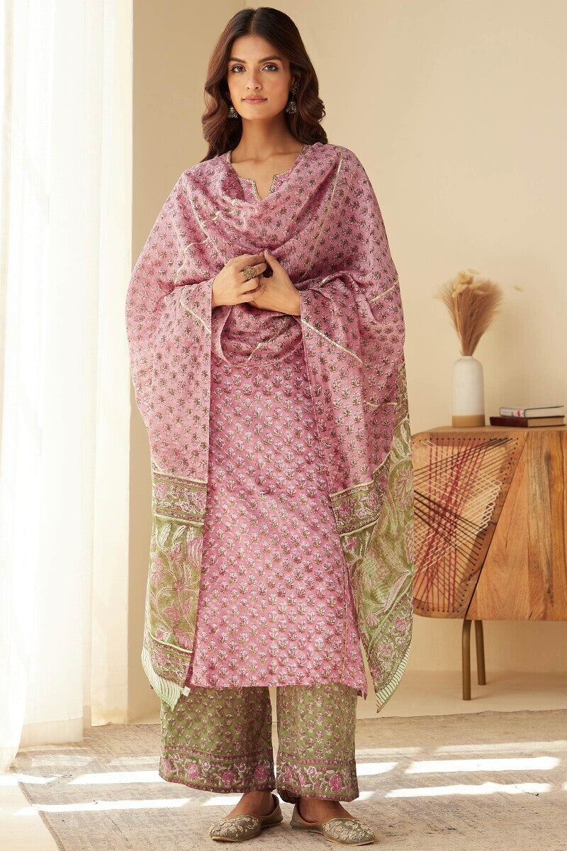Mehrunissa Firosa Purple Sanganeri Kurta