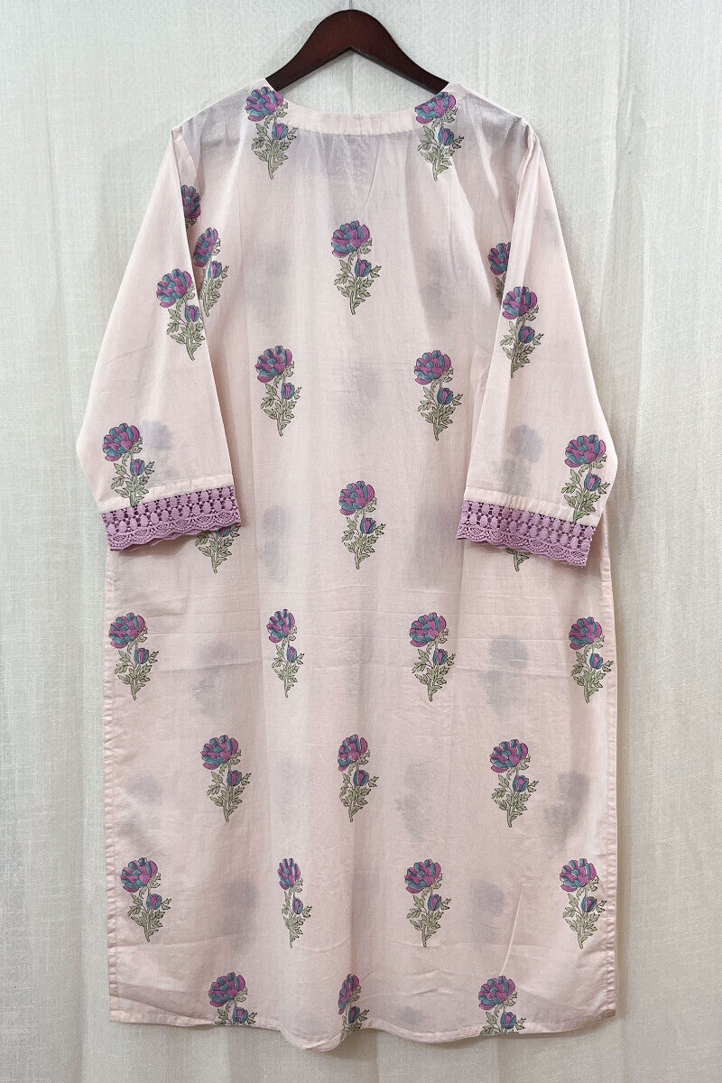 Pink Sanganeri Cotton Kurta