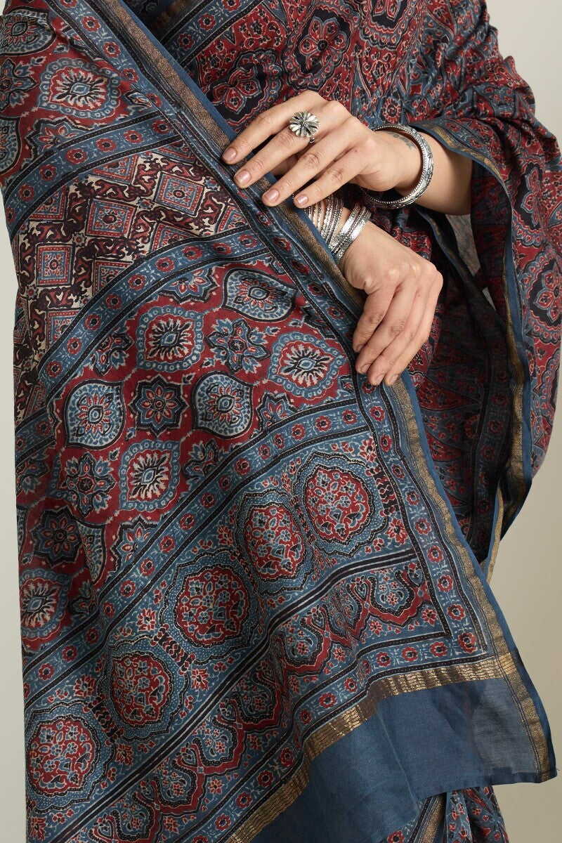 Sehra Rumi Ajrakh Chanderi Saree
