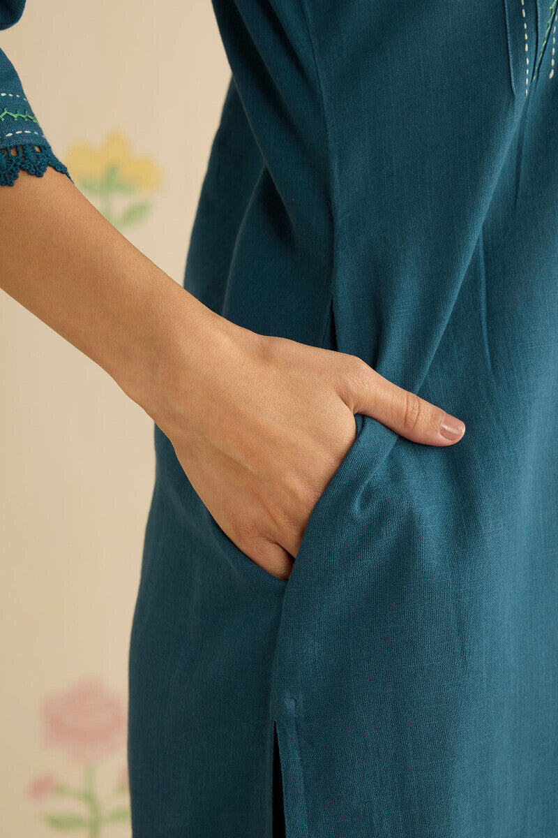 Kashida Kiara Blue Kurta