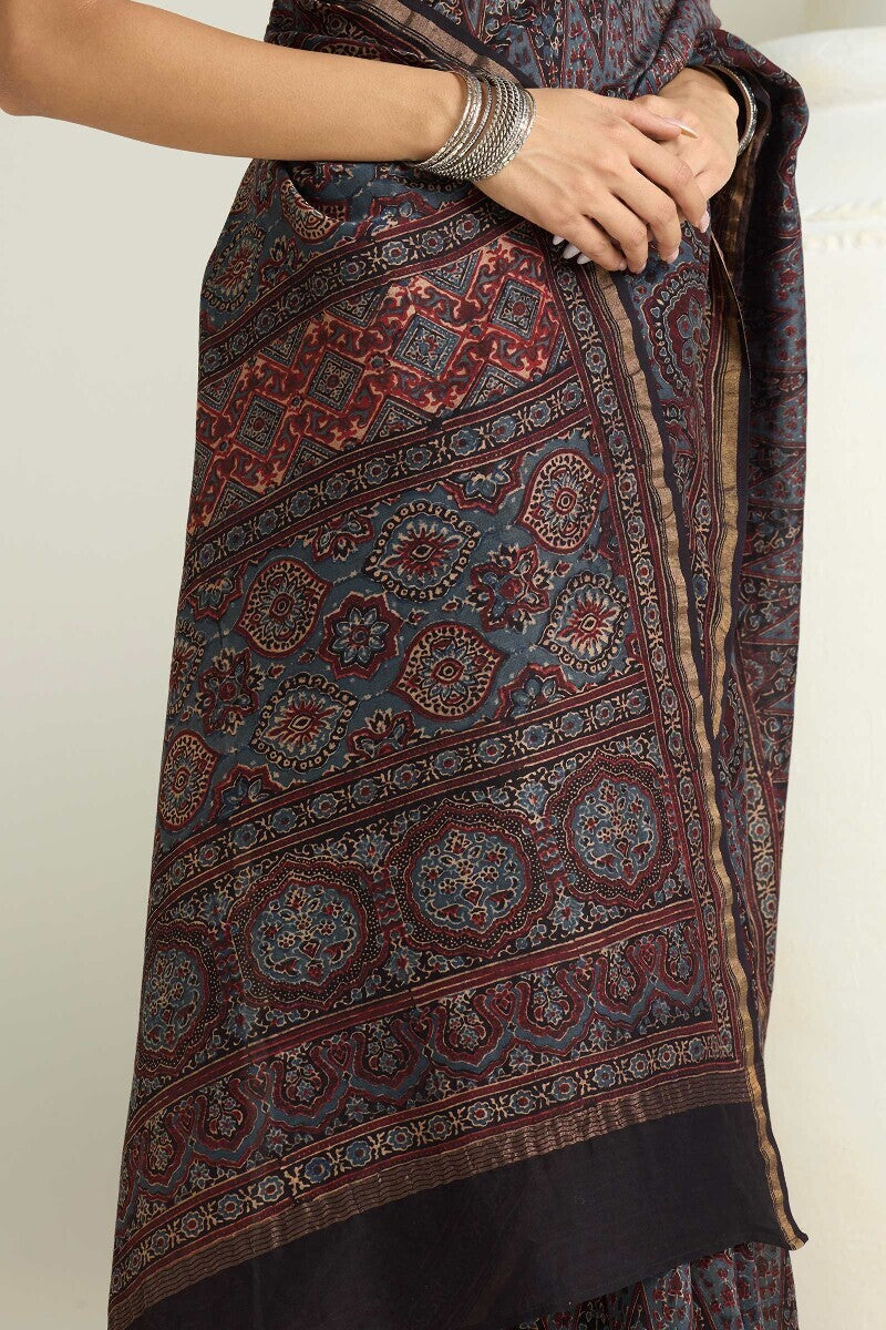 Sehra Mahzarin Ajrakh Chanderi Saree