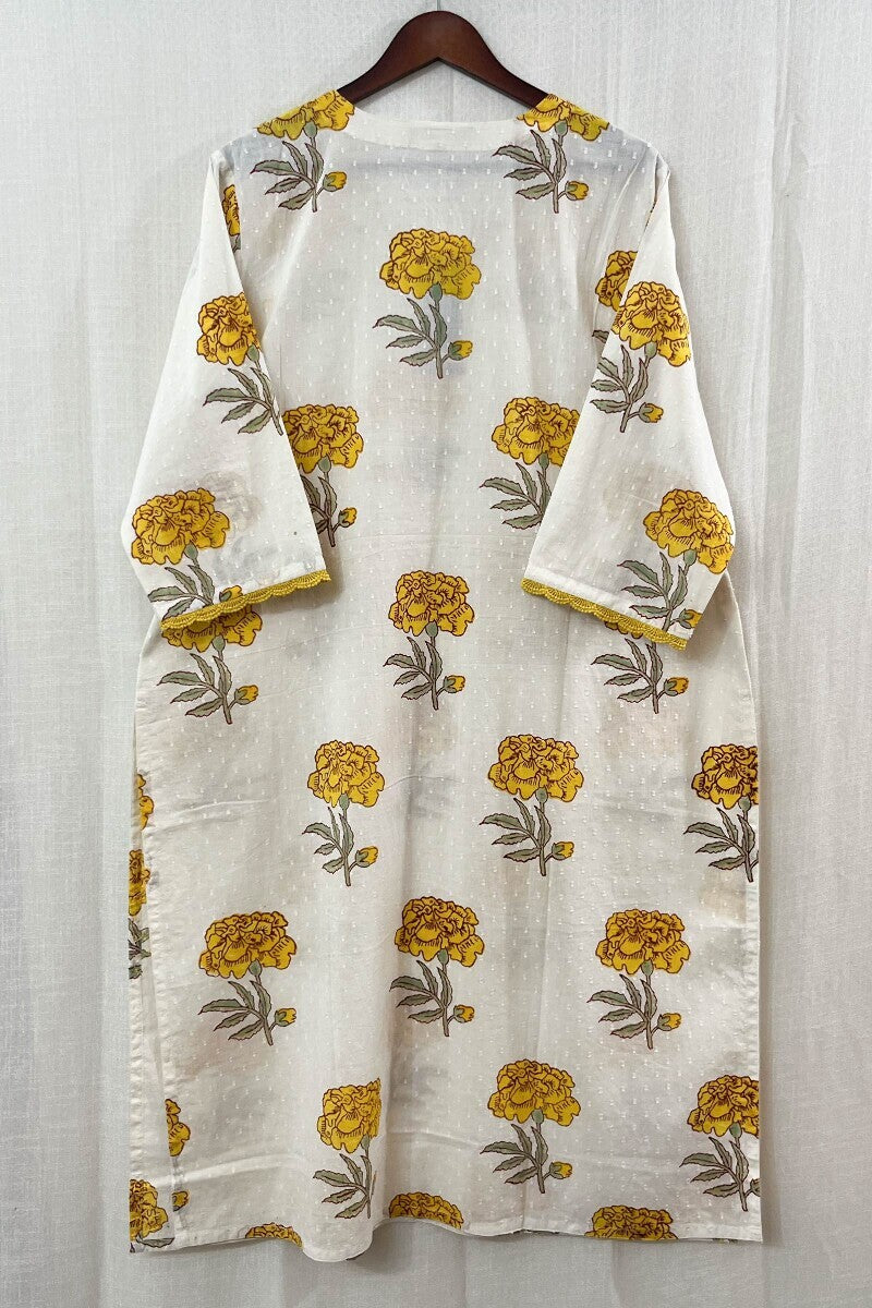 White Straight Sanganeri Kurta