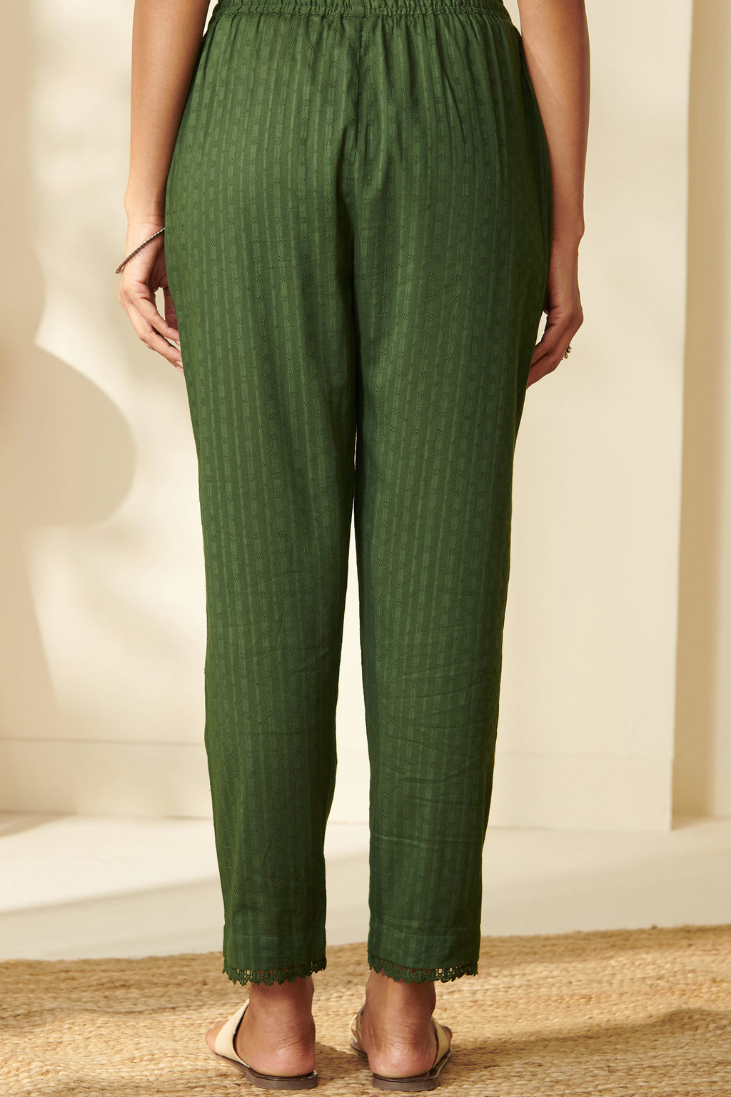 Roza Zunaira Forest Green Narrow Pants
