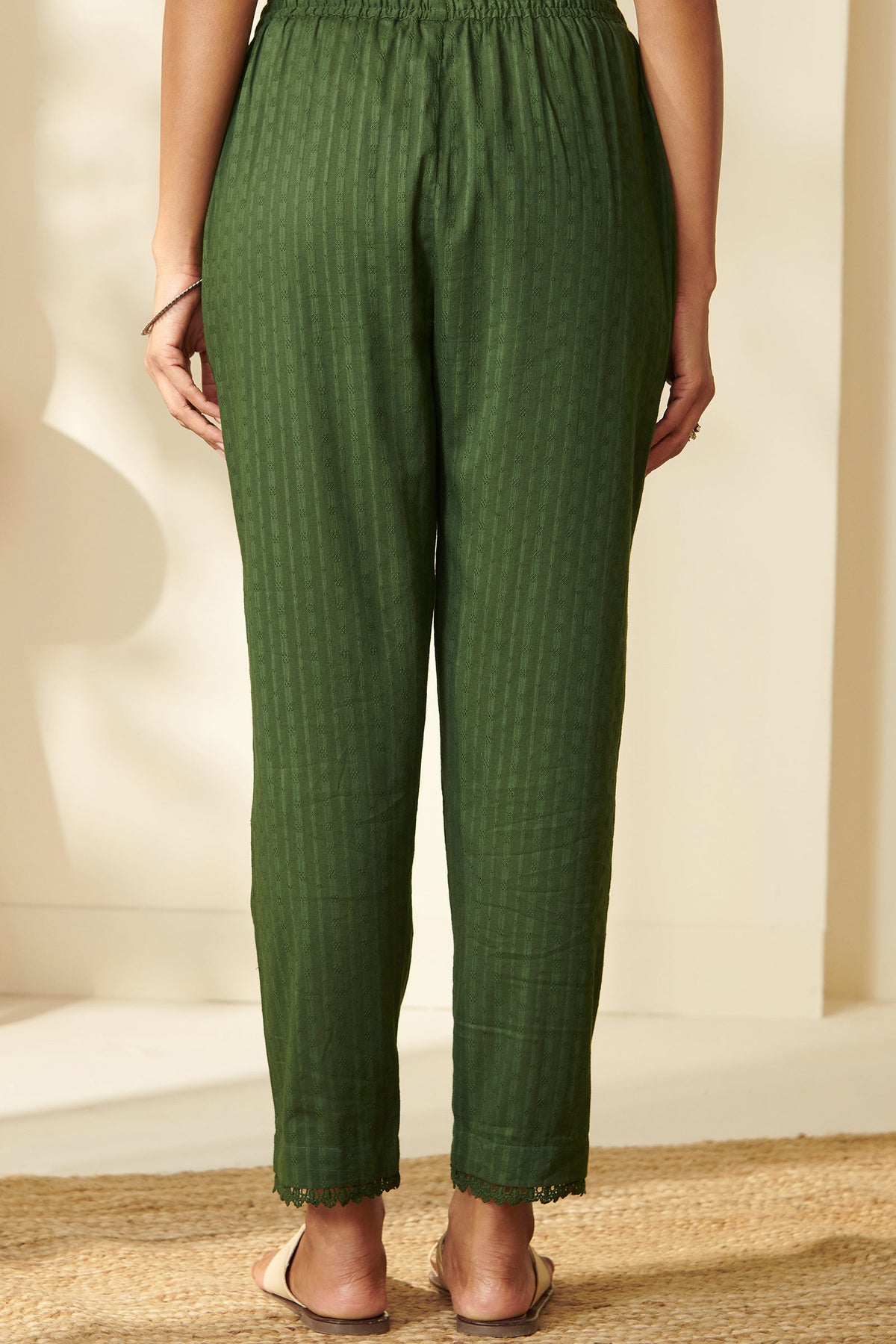 Roza Zunaira Forest Green Narrow Pants