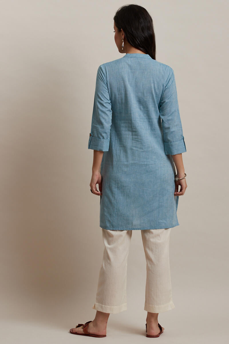 Roza Sky Blue Short Kurta