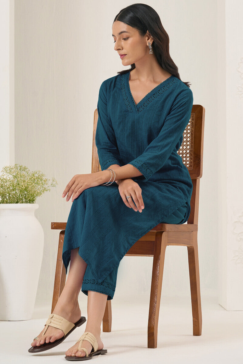 Roza Seher Cobalt Blue Kurta