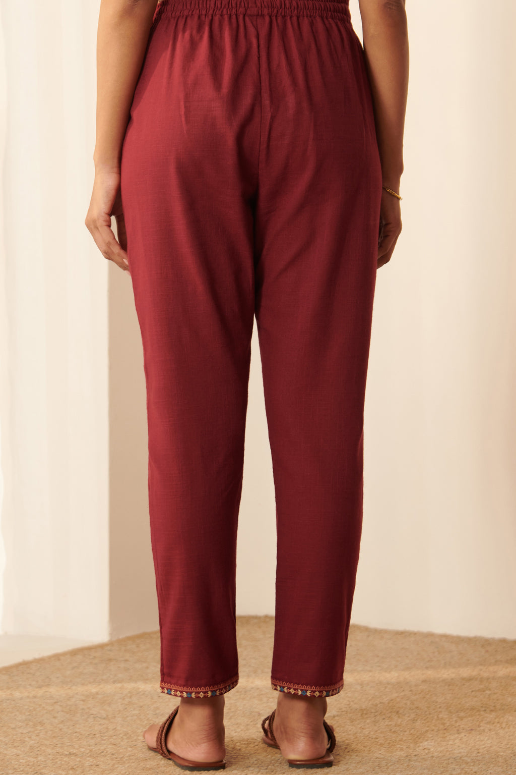 Mehraab Aahana Maroon Narrow Pants