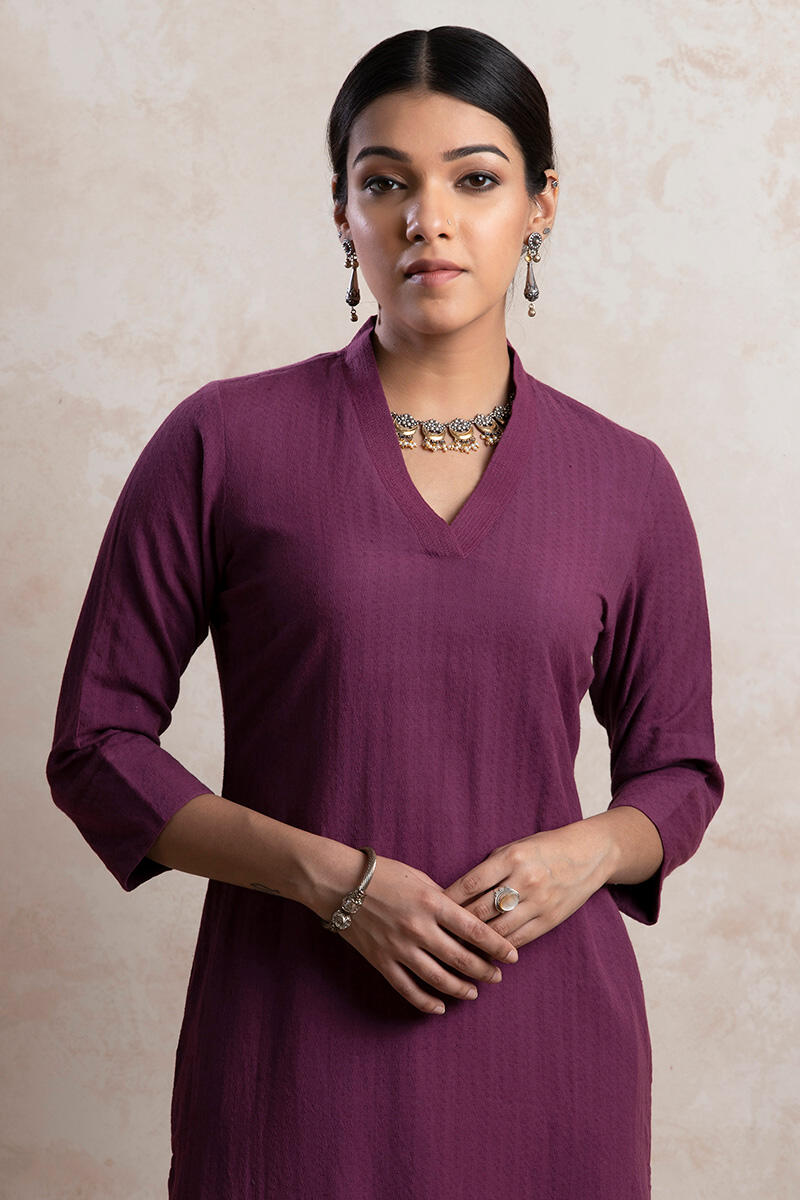 Roza Handloom Wine Kurta