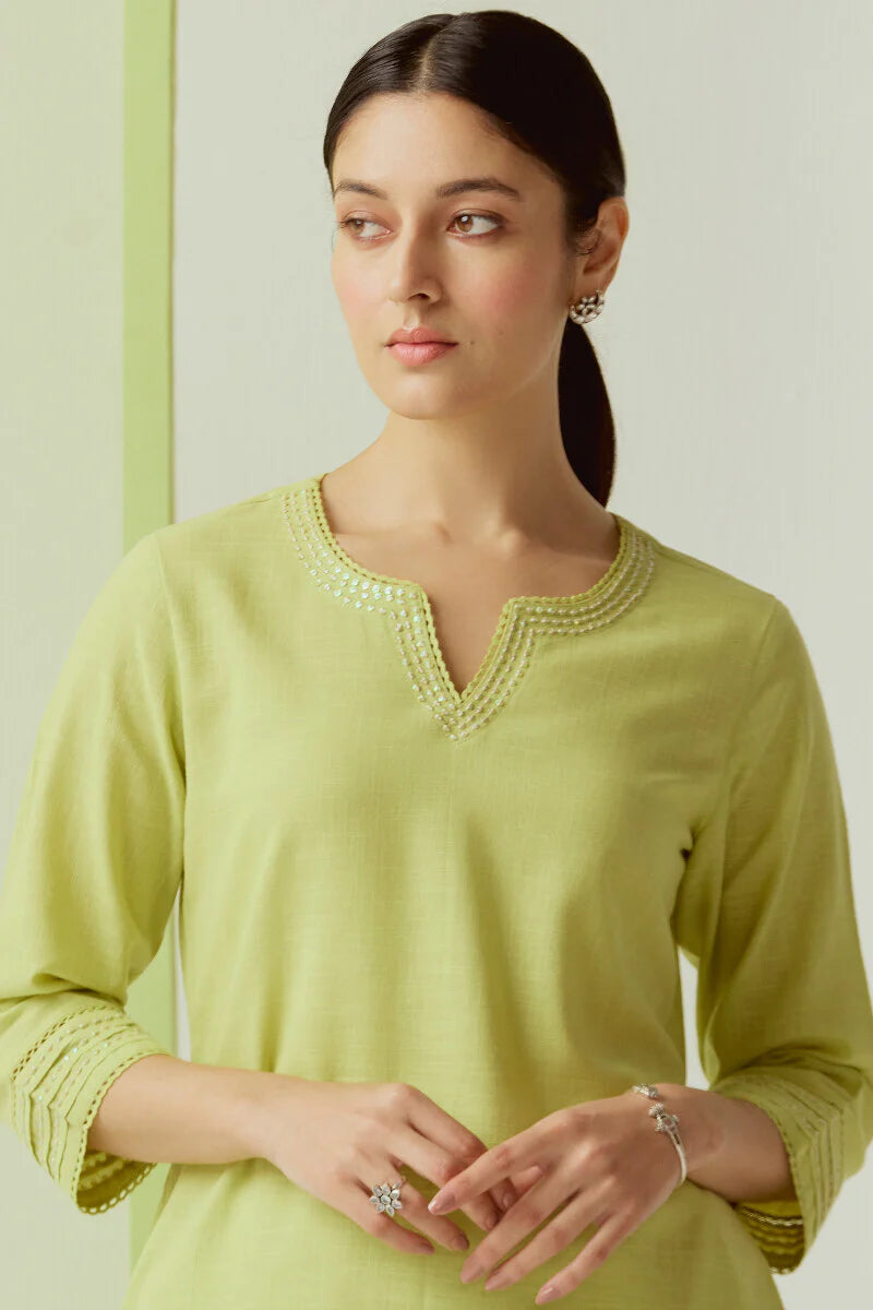 Surplus: Roza Seerat Lime Green Kurta