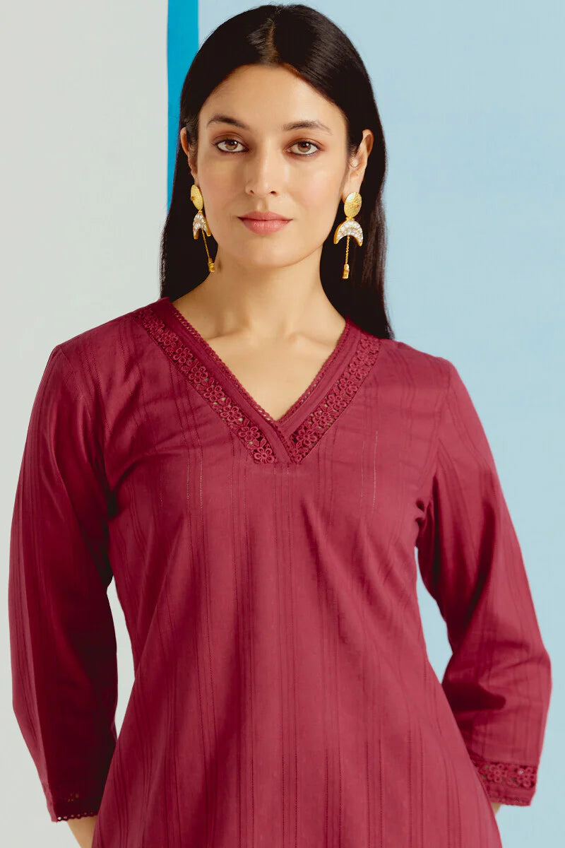 Roza Sehr Brick Red Kurta