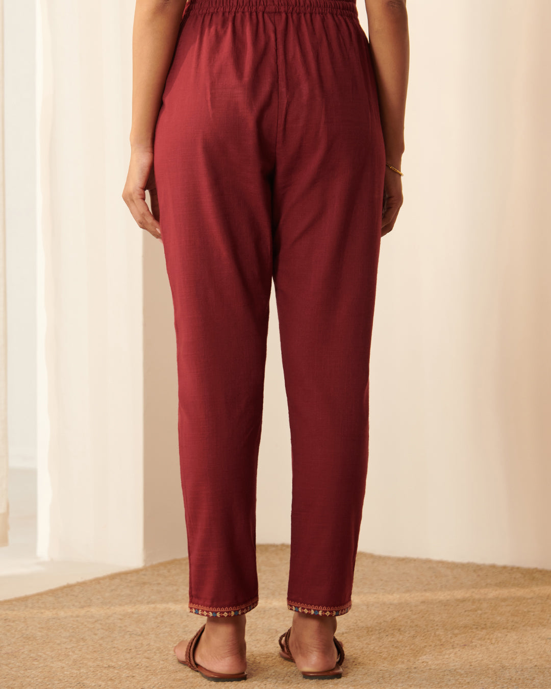 Mehraab Aahana Maroon Narrow Pants