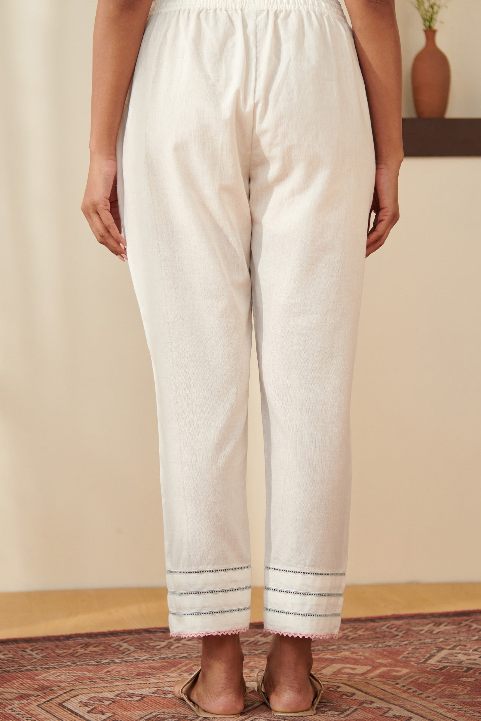 Mehraab Rumeha Off White Narrow Pants