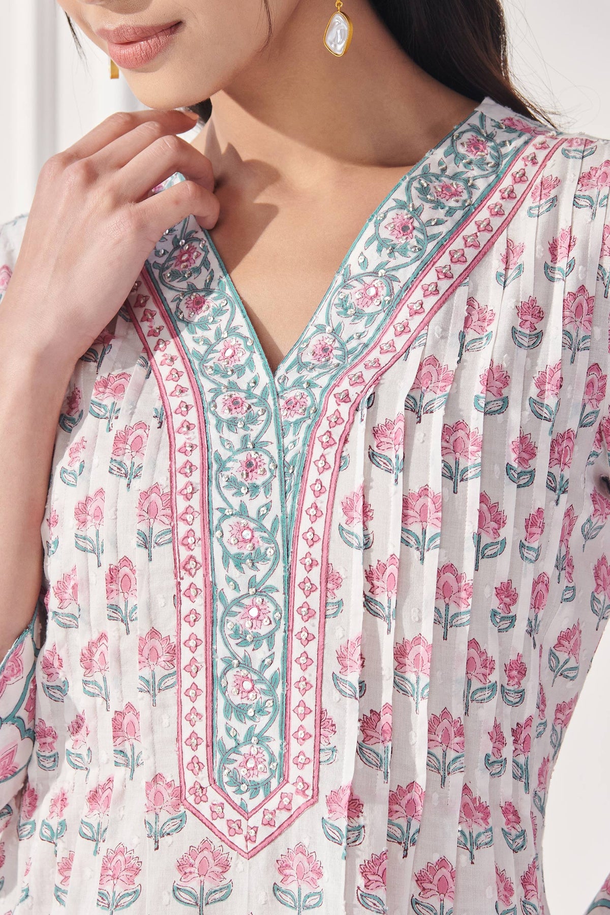 Gulbahar Faizah Sanganeri Kurta