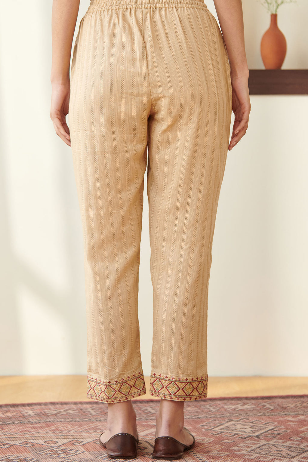 Mehraab Rumeha Beige Narrow Pants