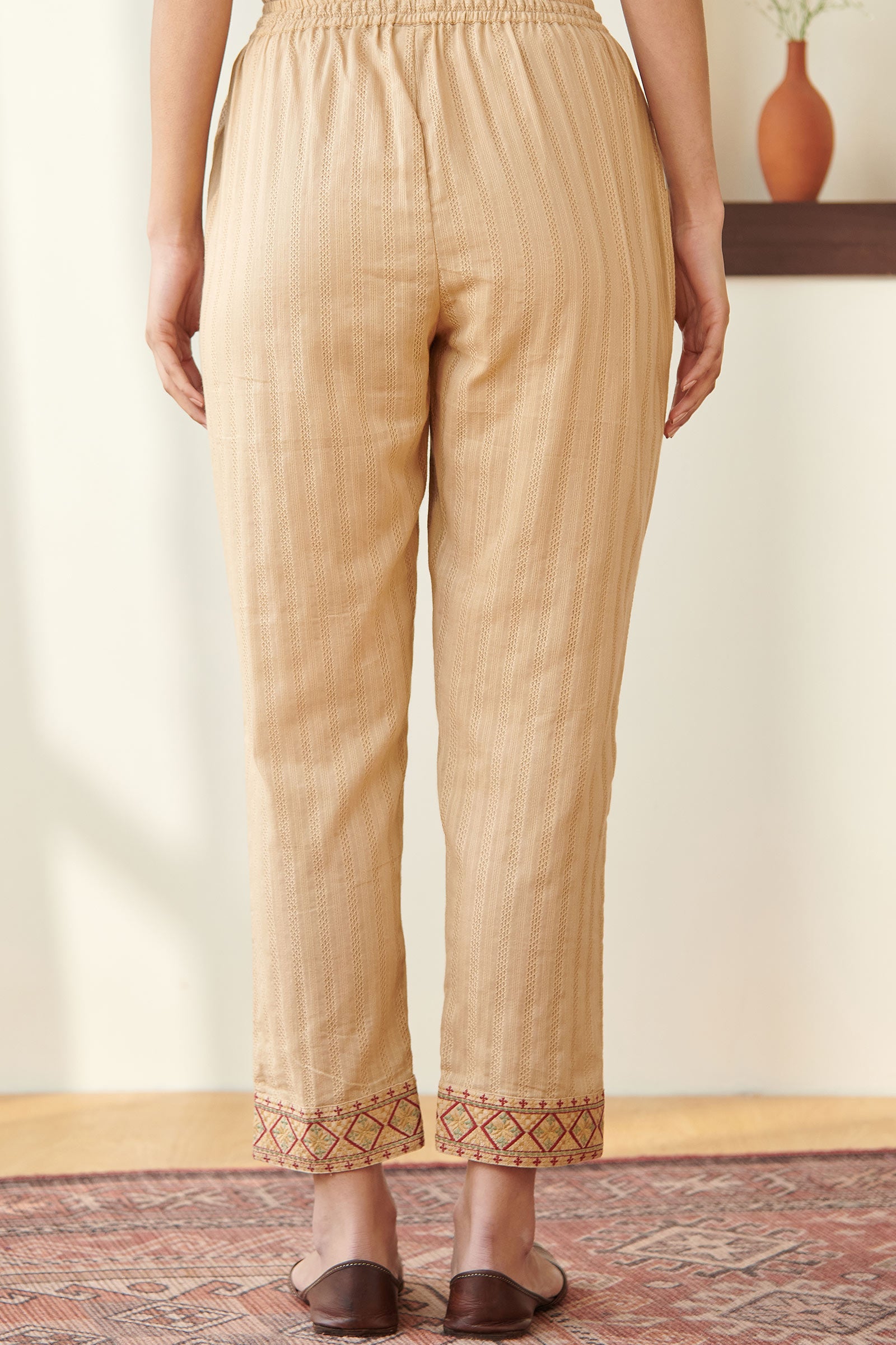 Mehraab Rumeha Beige Narrow Pants