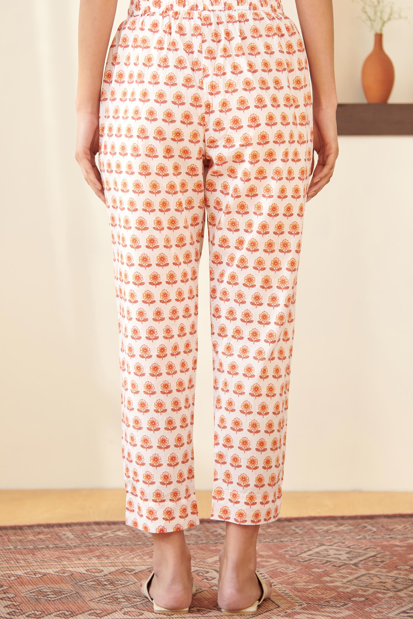 Surplus: Mehraab Mehr White Sanganeri Narrow Pants