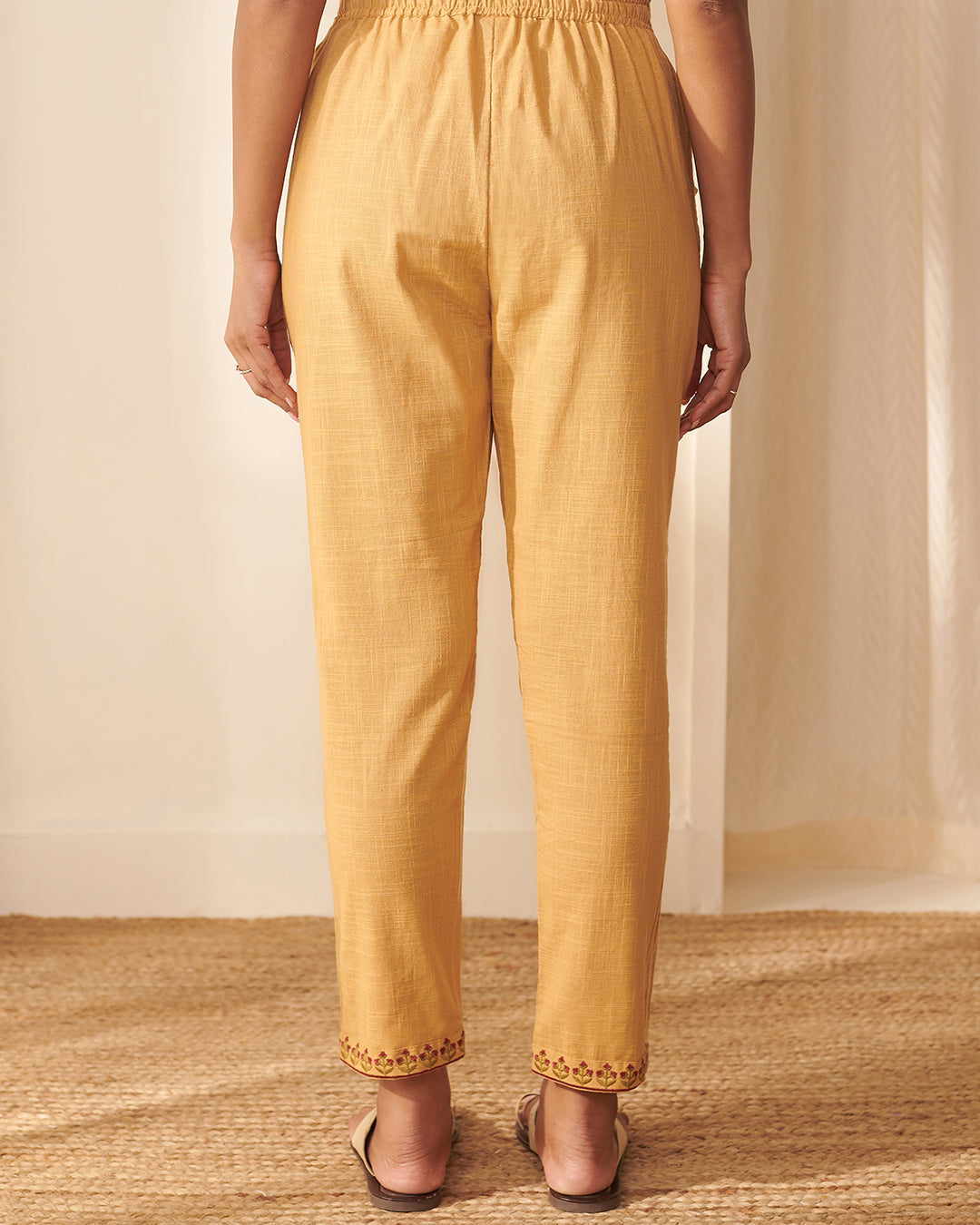 Surplus: Mehraab Ameera Straw Yellow Narrow Pants