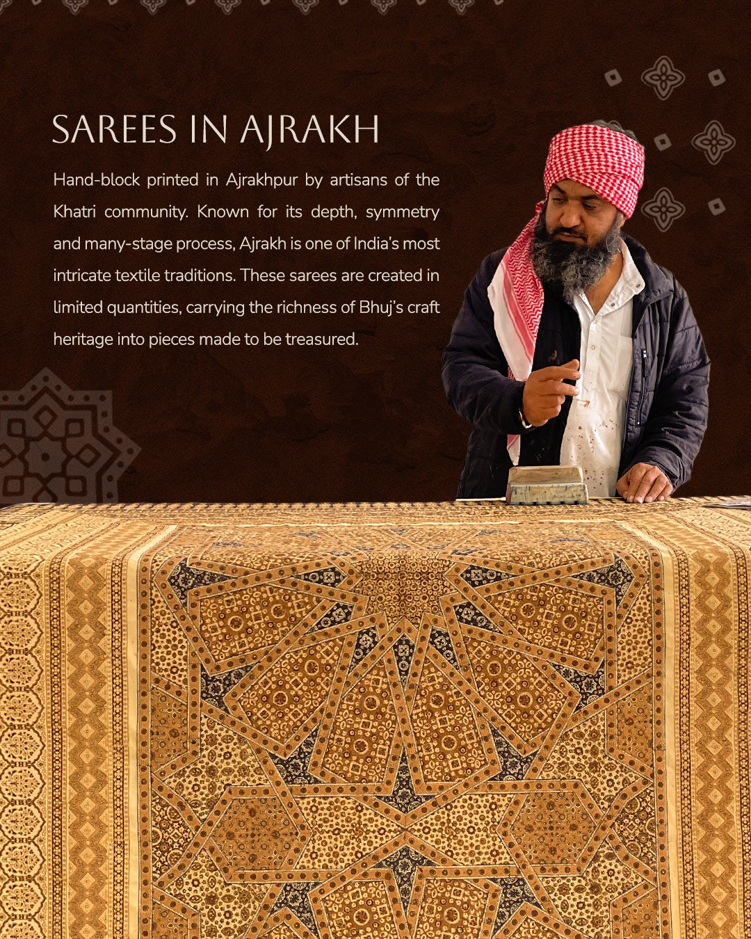 Sehra Nahida Ajrakh Chanderi Saree