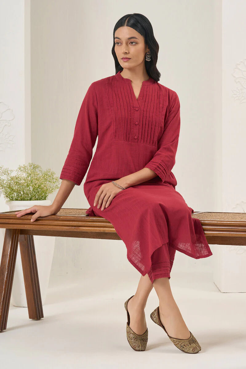 Surplus: Roza Nida Brick Red Kurta