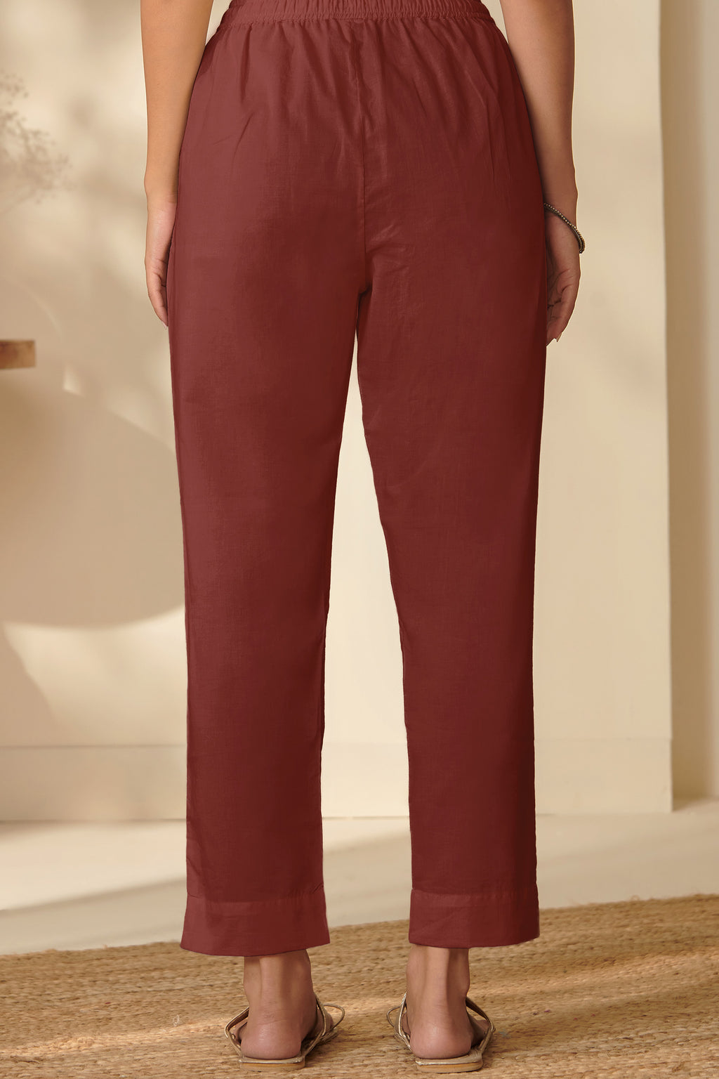 Surplus: Roza Nikhat Maroon Narrow Pants