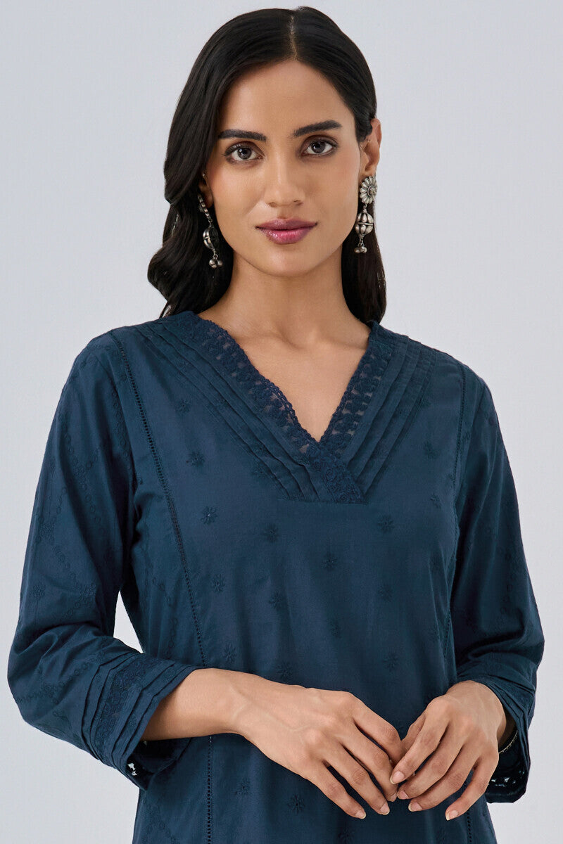 Roza Aafiyah Navy Blue Kurta