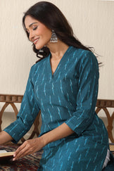 Gulbarg Rumaisa Blue Ikat Kurta