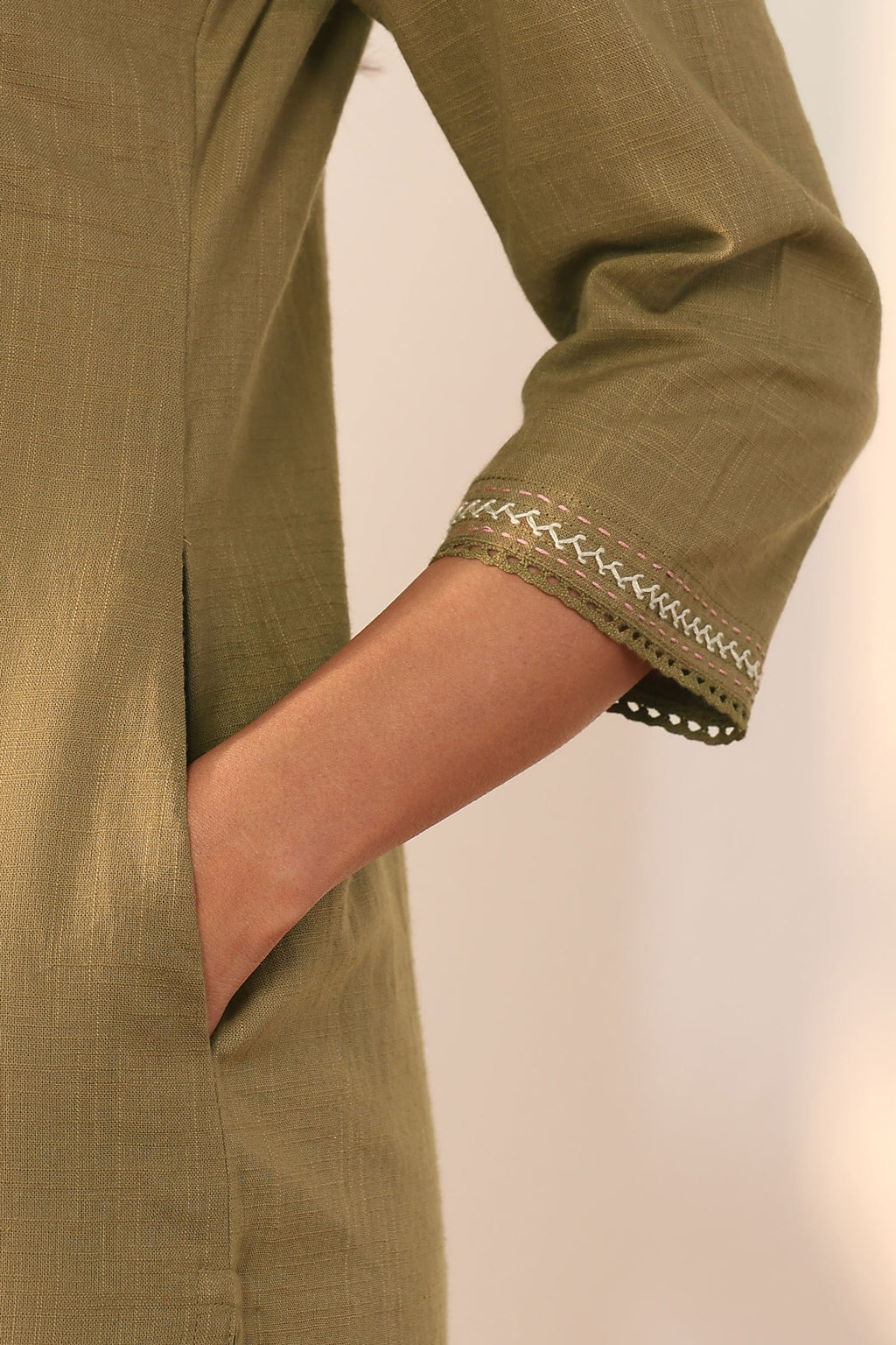 Surplus: Roza Naaz Olive Green Kurta
