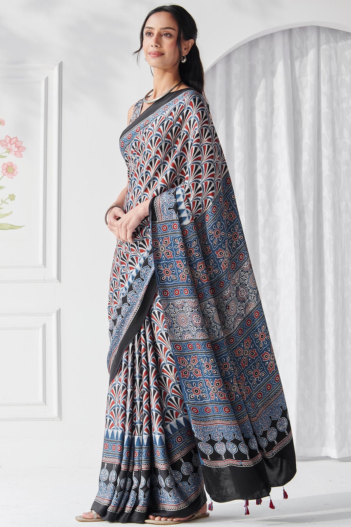 Sehra Jasmine Ajrak Saree